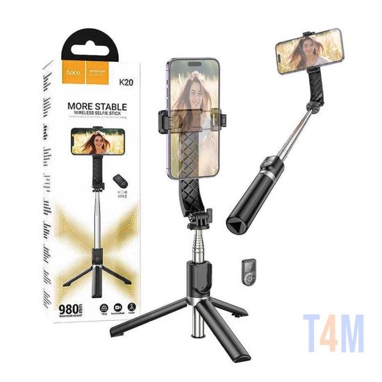 Trípode Stick Selfie Hoco K20 Prior con Control Remoto Negro